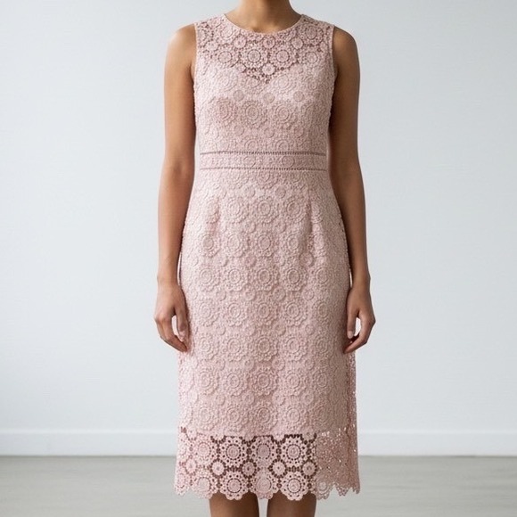 Premier Amour Dresses & Skirts - Premier Amour Womens Pink Crochet Lace Sheath Dress Size 16 NWT Barbie core